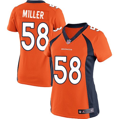 Women's Elite Von Miller Nike Jersey Orange Home - #58 NFL Denver Broncos